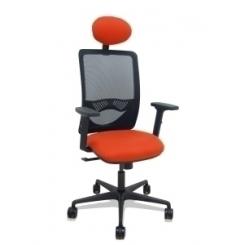 Silla Piqueras Y Crespo Zulema Brazos 2D Y Apoyo Lumbar Regulables Cabecero Fijo Mecanismo Sincro Ruedas Nylon De 65 Respaldo De Malla Negra Y Asiento Tapizado Bali Naranja Oscuro