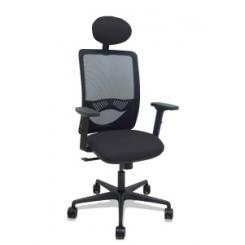 Silla Piqueras Y Crespo Zulema Brazos 2D Y Apoyo Lumbar Regulables Cabecero Fijo Mecanismo Sincro Ruedas Nylon De 65 Respaldo De Malla Negra Y Asiento Tapizado Bali Negro