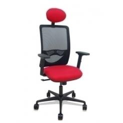 Silla Piqueras Y Crespo Zulema Brazos 2D Y Apoyo Lumbar Regulables Cabecero Fijo Mecanismo Sincro Ruedas Nylon De 65 Respaldo De Malla Negra Y Asiento Tapizado Bali Rojo