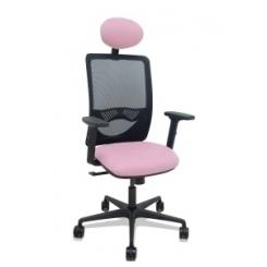 Silla Piqueras Y Crespo Zulema Brazos 2D Y Apoyo Lumbar Regulables Cabecero Fijo Mecanismo Sincro Ruedas Nylon De 65 Respaldo De Malla Negra Y Asiento Tapizado Bali Rosa