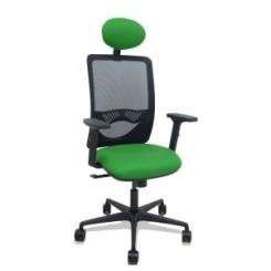 Silla Piqueras Y Crespo Zulema Brazos 2D Y Apoyo Lumbar Regulables Cabecero Fijo Mecanismo Sincro Ruedas Nylon De 65 Respaldo De Malla Negra Y Asiento Tapizado Bali Verde