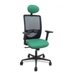 Silla Piqueras Y Crespo Zulema Brazos 2D Y Apoyo Lumbar Regulables Cabecero Fijo Mecanismo Sincro Ruedas Nylon De 65 Respaldo De Malla Negra Y Asiento Tapizado Bali Verde Esmeralda