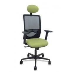 Silla Piqueras Y Crespo Zulema Brazos 2D Y Apoyo Lumbar Regulables Cabecero Fijo Mecanismo Sincro Ruedas Nylon De 65 Respaldo De Malla Negra Y Asiento Tapizado Bali Verde Oliva