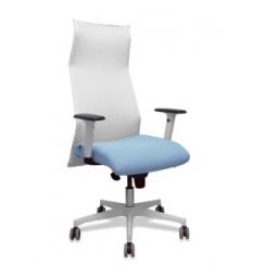 Sillon Piqueras Y Crespo Sahuco Direccion Uso Intensivo (8H) Brazos Blancos Regulables Mecanismo Sincro Respaldo Malla Blanca Transpirable Y Asiento Tapizado Bali Azul Cielo
