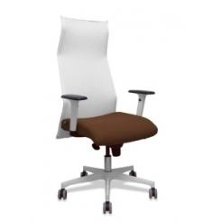 Sillon Piqueras Y Crespo Sahuco Direccion Uso Intensivo (8H) Brazos Blancos Regulables Mecanismo Sincro Respaldo Malla Blanca Transpirable Y Asiento Tapizado Bali Marron Oscuro
