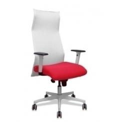 Sillon Piqueras Y Crespo Sahuco Direccion Uso Intensivo (8H) Brazos Blancos Regulables Mecanismo Sincro Respaldo Malla Blanca Transpirable Y Asiento Tapizado Bali Rojo