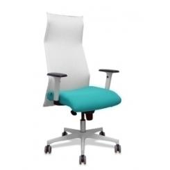 Sillon Piqueras Y Crespo Sahuco Direccion Uso Intensivo (8H) Brazos Blancos Regulables Mecanismo Sincro Respaldo Malla Blanca Transpirable Y Asiento Tapizado Bali Turquesa