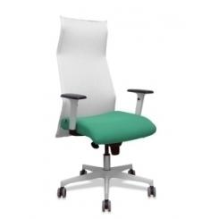 Sillon Piqueras Y Crespo Sahuco Direccion Uso Intensivo (8H) Brazos Blancos Regulables Mecanismo Sincro Respaldo Malla Blanca Transpirable Y Asiento Tapizado Bali Verde Esmeralda