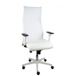 Sillon Piqueras Y Crespo Sahuco Direccion Uso Intensivo (8H) Brazos Blancos Regulables Mecanismo Sincro Respaldo Malla Blanca Transpirable Y Asiento Tapizado Similpiel  Blanco