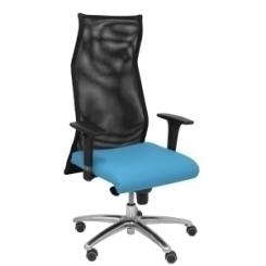 Sillon Piqueras Y Crespo Sahuco Direccion Uso Intensivo (8H) Brazos Regulables Mecanismo Sincro Respaldo Malla Transpirable Negro Y Asiento Tapizado Similpiel Azul Claro