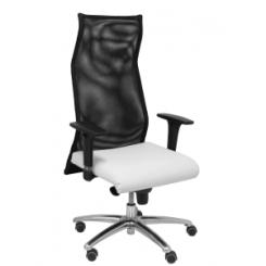 Sillon Piqueras Y Crespo Sahuco Direccion Uso Intensivo (8H) Brazos Regulables Mecanismo Sincro Respaldo Malla Transpirable Negro Y Asiento Tapizado Similpiel Blanco