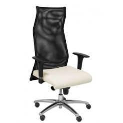 Sillon Piqueras Y Crespo Sahuco Direccion Uso Intensivo (8H) Brazos Regulables Mecanismo Sincro Respaldo Malla Transpirable Negro Y Asiento Tapizado Similpiel Crema