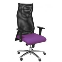 Sillon Piqueras Y Crespo Sahuco Direccion Uso Intensivo (8H) Brazos Regulables Mecanismo Sincro Respaldo Malla Transpirable Negro Y Asiento Tapizado Similpiel Morado
