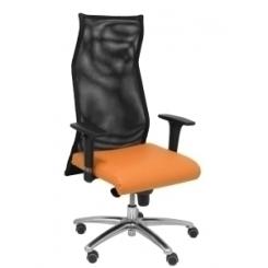 Sillon Piqueras Y Crespo Sahuco Direccion Uso Intensivo (8H) Brazos Regulables Mecanismo Sincro Respaldo Malla Transpirable Negro Y Asiento Tapizado Similpiel Naranja