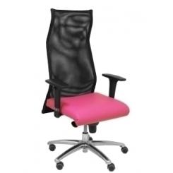 Sillon Piqueras Y Crespo Sahuco Direccion Uso Intensivo (8H) Brazos Regulables Mecanismo Sincro Respaldo Malla Transpirable Negro Y Asiento Tapizado Similpiel Rosa