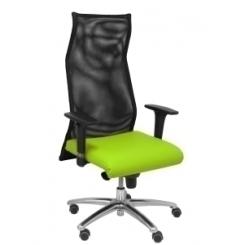 Sillon Piqueras Y Crespo Sahuco Direccion Uso Intensivo (8H) Brazos Regulables Mecanismo Sincro Respaldo Malla Transpirable Negro Y Asiento Tapizado Similpiel Verde Pistacho