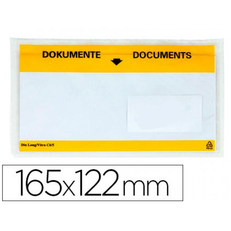 sobre-autoadhesivo-q-connect-portadocumentos-multilingue-165x122-mm-ventana-transparente-paquete-de-100