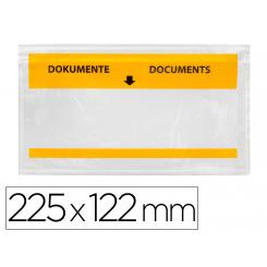Sobre autoadhesivo Q-CONNECT portadocumentos multilingue 225x122 mm ventana totalmente transparente paquete de 100