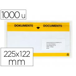 Sobre autoadhesivo Q-CONNECT portadocumentos multilingue 225x122 mm ventana totalmente transparente paquete de 1000