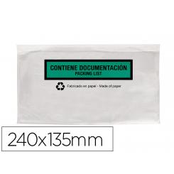 Sobre autoadhesivo Q-CONNECT portadocumentos multilingue 240x135 mm sin ventana 100% papel paquete de 100 unidades