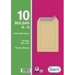 Sobre-Bolsa Sam 184X261 Kraft 80G (Silicona) Paquete De 10