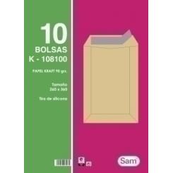 Sobre-Bolsa Sam 260X360 Kraft 90G (Silicona) Paquete De 10