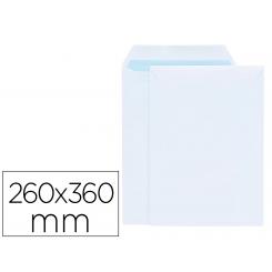Sobre LIDERPAPEL bolsa blanco 260x360 mm solapa tira de silicona papel offset 100 gr caja de 250 unidades