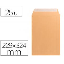 Sobre LIDERPAPEL bolsa n 7 kraft DIN c4 229x324 mm tira de silicona paquete de 25 unidades