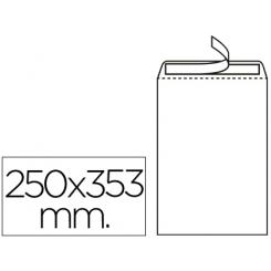 Sobre LIDERPAPEL bolsa n.10 blanco folio prolongado 250x353mm tira de silicona caja de 250 unidades