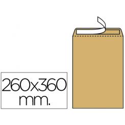 Sobre LIDERPAPEL bolsa n.12 kraft folio especial 260x360mm tira de silicona caja de 250 unidades