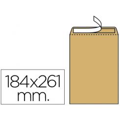 Sobre LIDERPAPEL bolsa n.6 kraft cuarto prolongado 184x261mm tira de silicona caja de 250 unidades