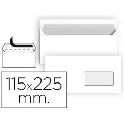 Sobre LIDERPAPEL n 4 blanco americano ventana derecha 115x225 mm tira de silicona paquete de 25 unidades