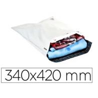 Sobre Q-CONNECT de plástico Bolsa Para Envios 100% Recicladas c/autocierre color Blanco 340X420 mm