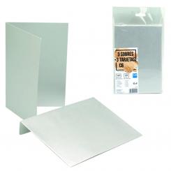 Sobre+Tarjeta Plus 114*162 Metalizado Plata 3 Uds