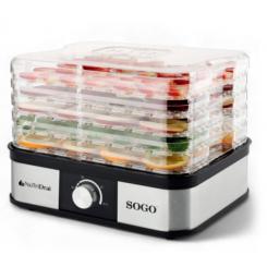 Sogo DAL-SS-10461 deshidratador de alimentos Negro, Acero 245 W