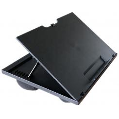 Soporte ajustable para portátil c/almohadillas para regazo. 7 posiciones. Medida estándar. Medida ext 376x250x80 mm. Color negro.