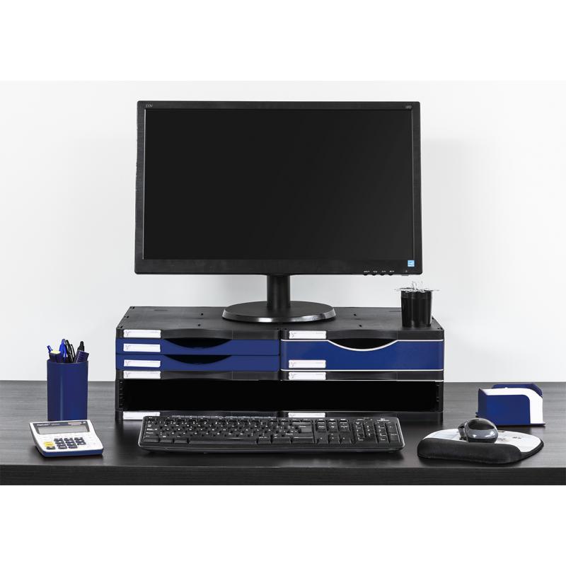 soporte-monitor-ergosostenible-archivo-2000-100-reciclado-c-cajon-grande-2-pequenos-y-bandeja-clasificadora-medida-ext-360x600x165-mm-estructura-negra-cajones-azules