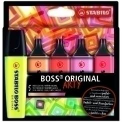 STABILO Rotulador Fluorescente Boss Arty Line Calido estuche 5 uds colores surtidos