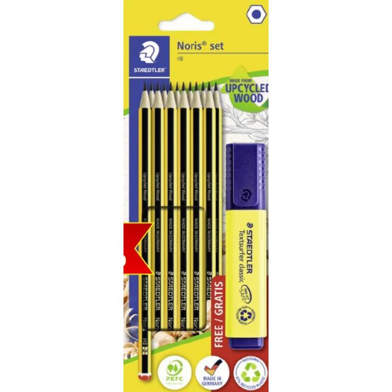 STAEDTLER Blíster 12 lápices Noris 120-2 + 1 marcador Textsurfer classic amarillo