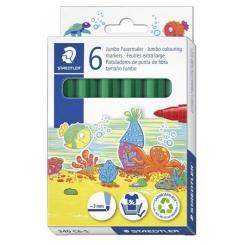 STAEDTLER Estuche con 6 marcadores escolares JUMBO 3,0mm color verde