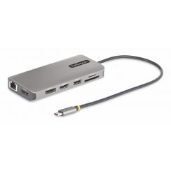 StarTech.com Adaptador Multipuerto USB-C de 3 Monitores HDMI/DP - 4K 60Hz Doble + 4K 30Hz HDMI y DP - Hub 4x USB-A - PD de 100W de Paso - Red Gigabit Ethernet - Lector de Tarjetas SD/MicroSD
