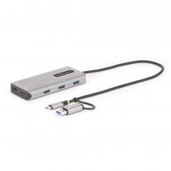 StarTech.com Adaptador Multipuertos USB-C - HDMI Doble (4K30Hz/1080p60Hz) - Hub Ladrón 3x USB-A - Mini Docking Station de Viajes - Docking Station USB Tipo C con Cable Integrado de 40cm