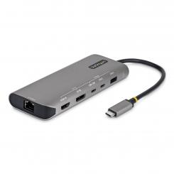 StarTech.com Adaptador Multipuertos USB4 para 2 Pantallas - Sin Controladores para macOS y Windows - PD de Carga de 140W - 4K 144Hz - Hub Ladrón de 3 Puertos USB - Red Ethernet 2,5GbE
