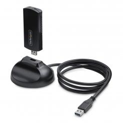 StarTech.com Adaptador USB Externo de Red Inalámbrica Wi-Fi 6E para Ordenador de Sobremesa o Portátil - NIC Inalámbrico de hasta 2402Mbps - Antena Plegable - WiFi 2,4/5/6GHz - 802.11b/g/n/ac/ax