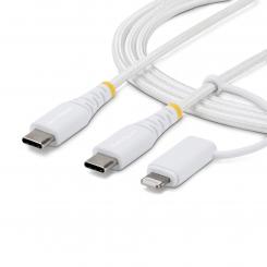 StarTech.com Cable de Carga USB-C de 2m con Adaptador Lightning - Cable Cargador USB Tipo C - 30W/60W(3A) - Cable Tipo C Certificado Apple MFi - Cable Trenzado USB Tipo C para iPhone/iPad/Android