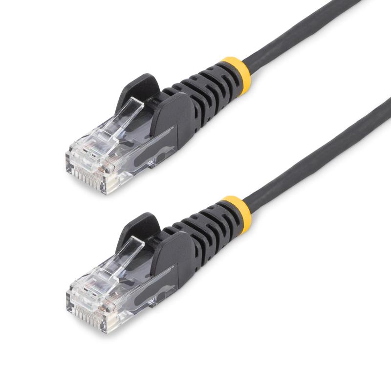 startechcom-cable-de-red-ethernet-cat6-delgado-sin-enganches-negro-de-7m-cable-rj45-snagless-slim-28awg-alambre-de-cobre-puro-poe-100w-con-alivios-de-tension-lszh-probado-con-fluke