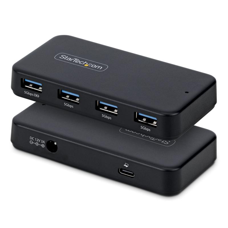 startechcom-hub-ladron-usb-a-de-4-puertos-5gbps-autoalimentado-cable-host-2-en-1-tipo-c-y-tipo-a-puerto-de-carga-bc-12-adaptador-de-corriente-de-24w-incluido-mac-y-windows