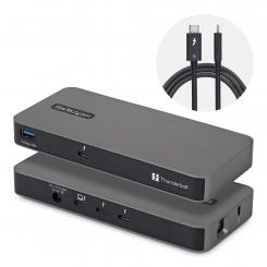 StarTech.com Hub Thunderbolt&trade 5 de 4 Puertos con KVM Thunderbolt Share - 80/120Gbps - Multipantallas 8K - PD 140W - USB-A 10Gbps - TB4 y USB4 - Para MacBook M4 Pro M4 Max M5