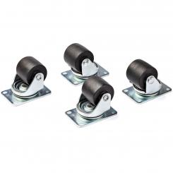 StarTech.com Ruedas de Servicio Pesado para Racks o Armarios de Servidores - Juego de 4 Ruedas Universales M6 de 2 Pulgadas - Patrón de 45x75mm - para Racks de 4 Columnas - de Plástico y Acero (RKCASTER2)