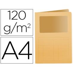 Subcarpeta cartulina Q-CONNECT DIN A4 naranja con ventana transparente 120 g/m2